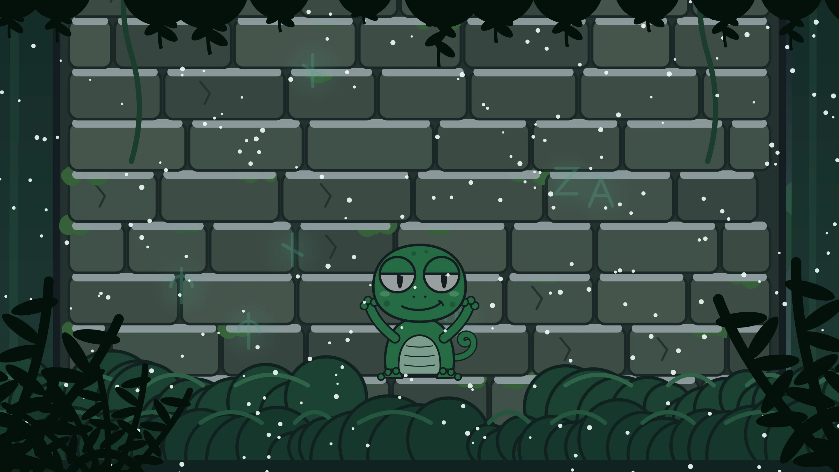 Norbert alone on the wall in the snow